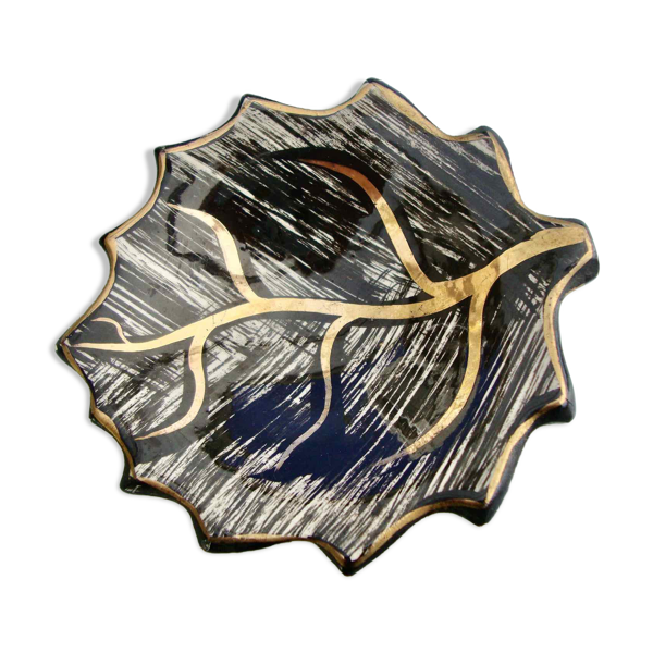 Coupelle feuille noire et or