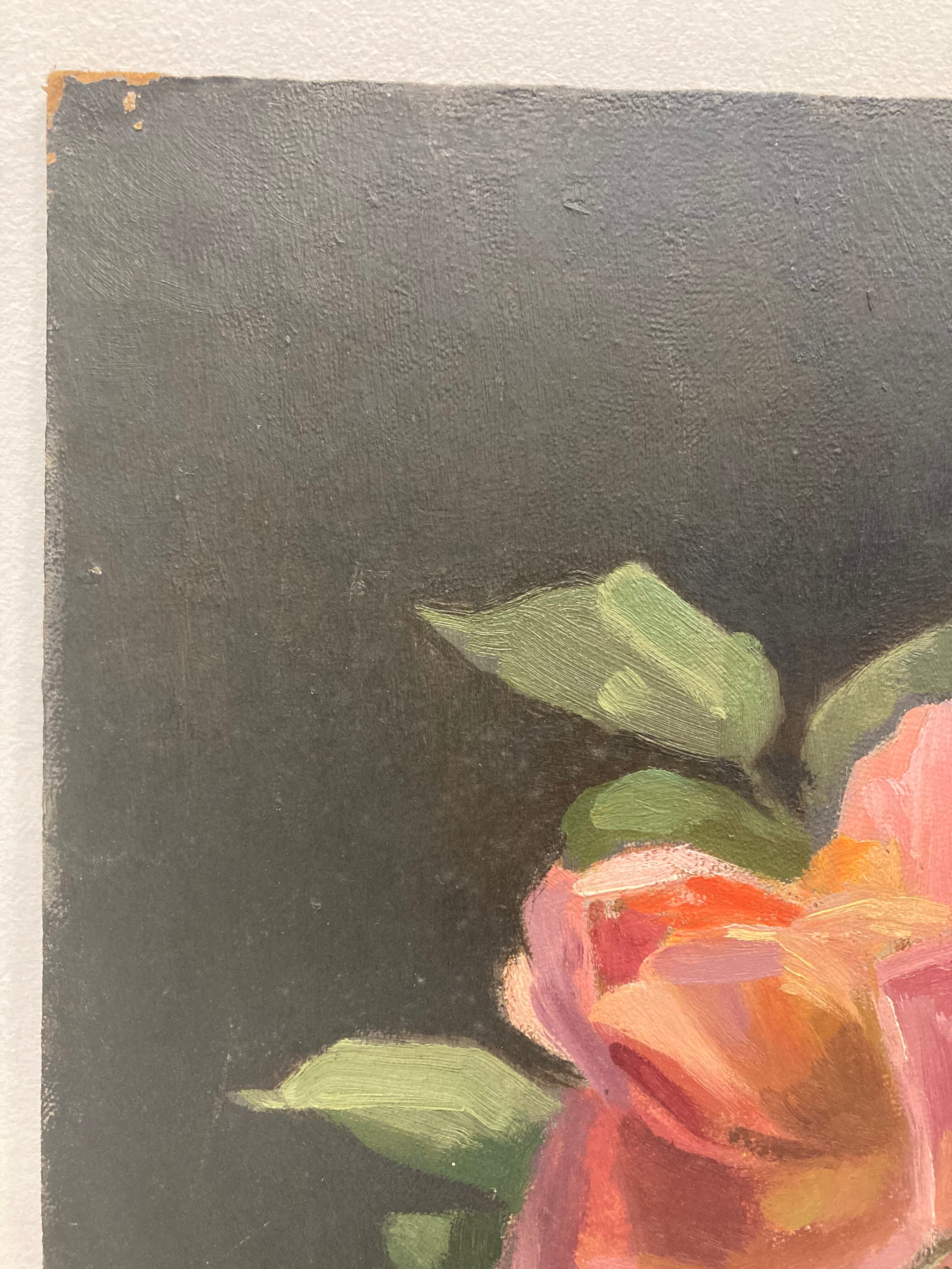 Tableau bouquet de roses devant la fenêtre