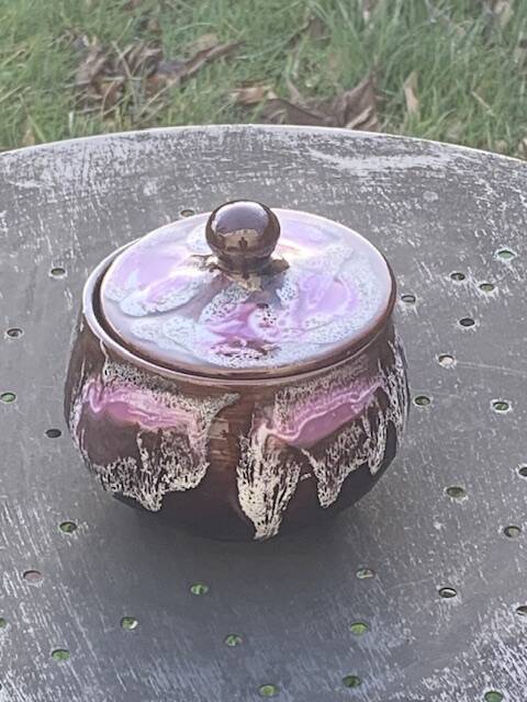 Coffee or tea service in enameled ceramic by Marius Giuge, artisan potter in Vallauris,