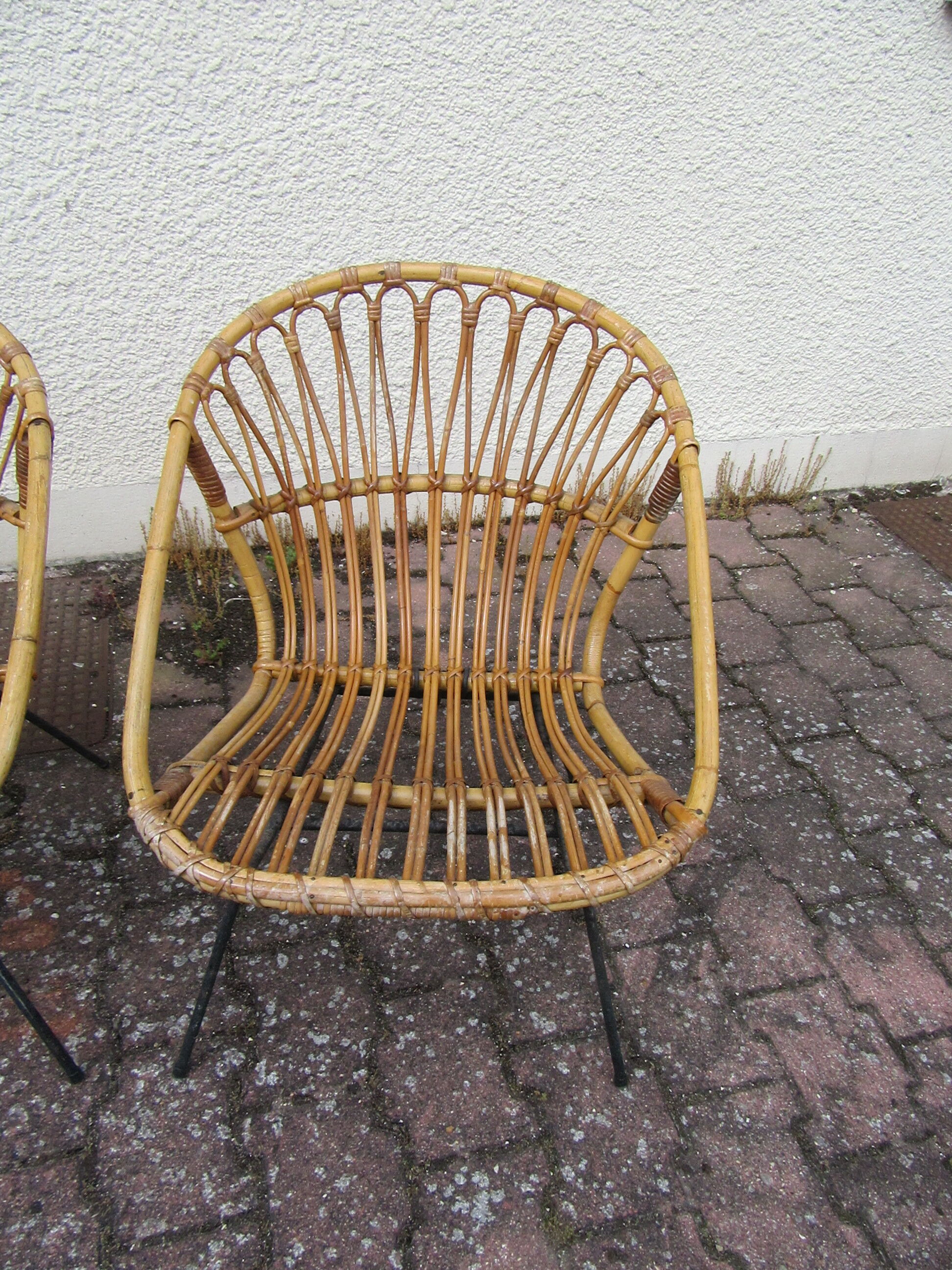 Paire de fauteuils rotin vintage