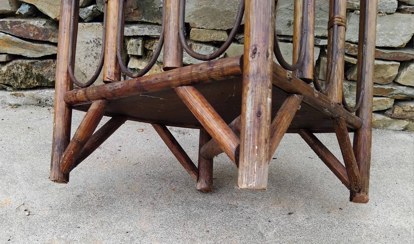 Étagère D' Angle En Rotin Vintage