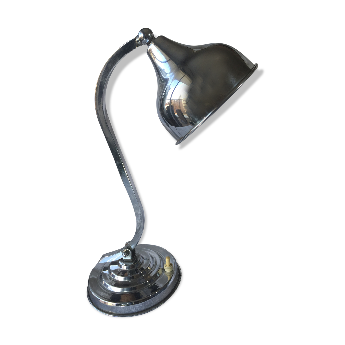 Authentic 1930 chrome brass swivel art deco desk lamp