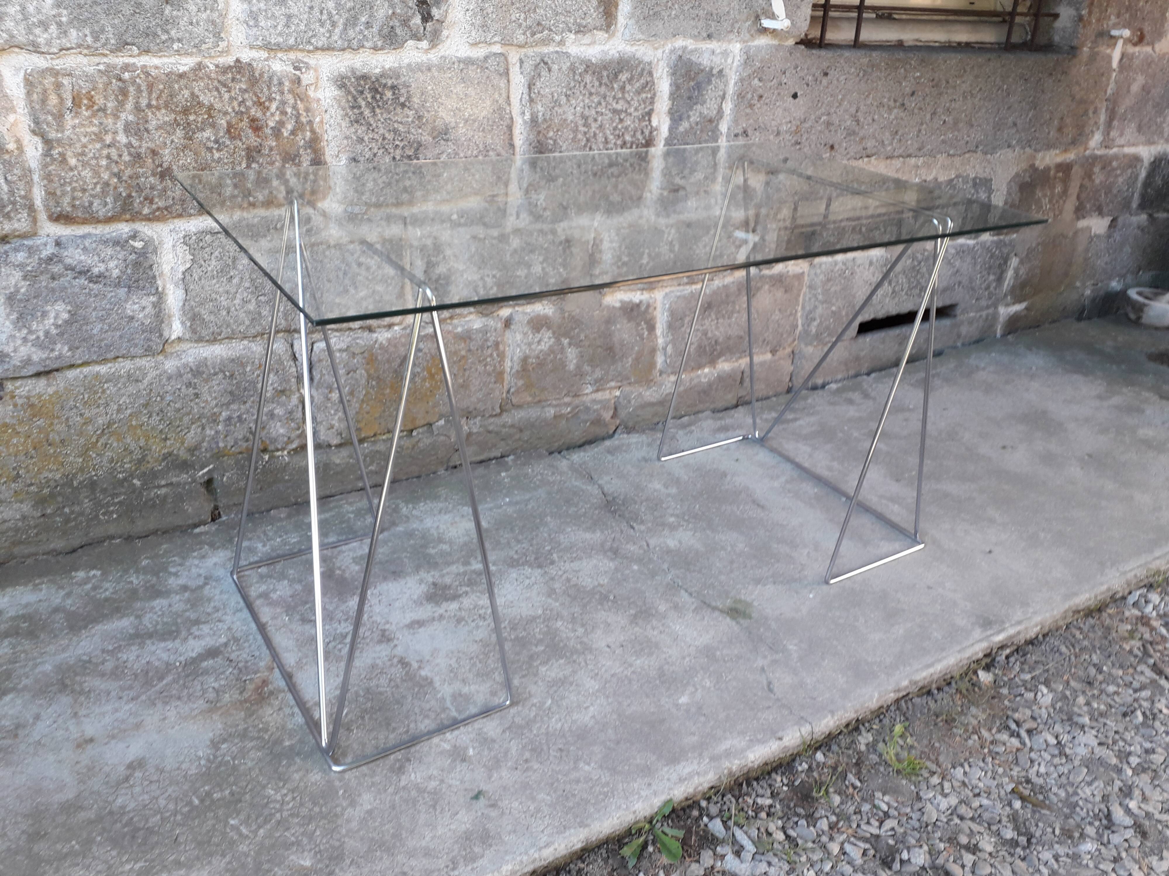 Bureau vintage plateau verre 130 cm