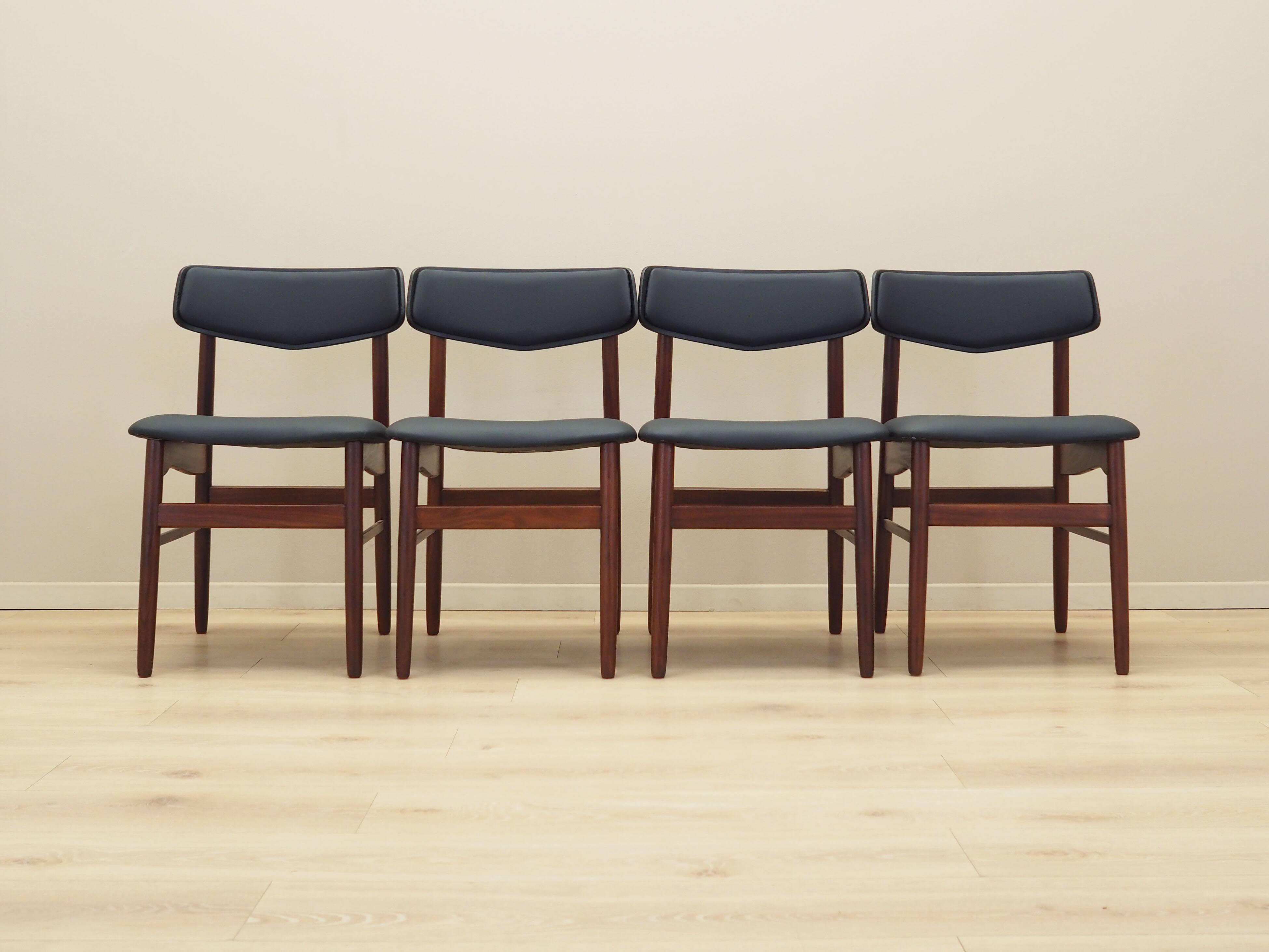 Set of four teak chairs, Danish design, 1960s, production: Denmark