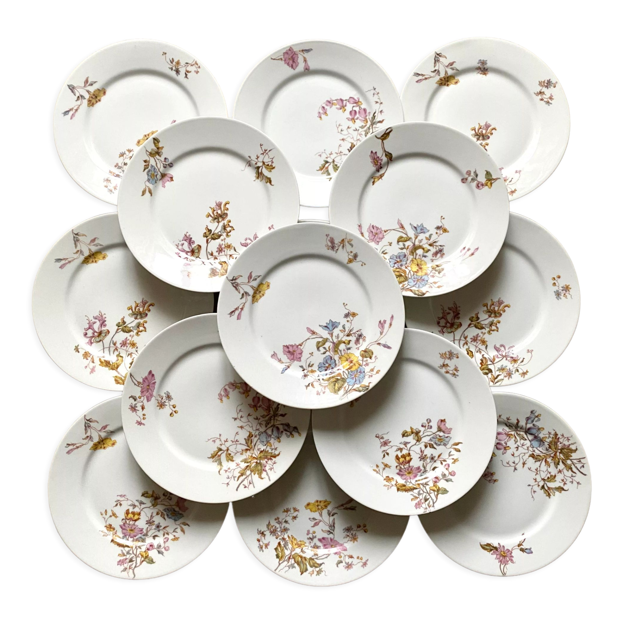 Floral porcelain dessert plates x14