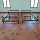 Pair of rattan beds from the 50s-60s