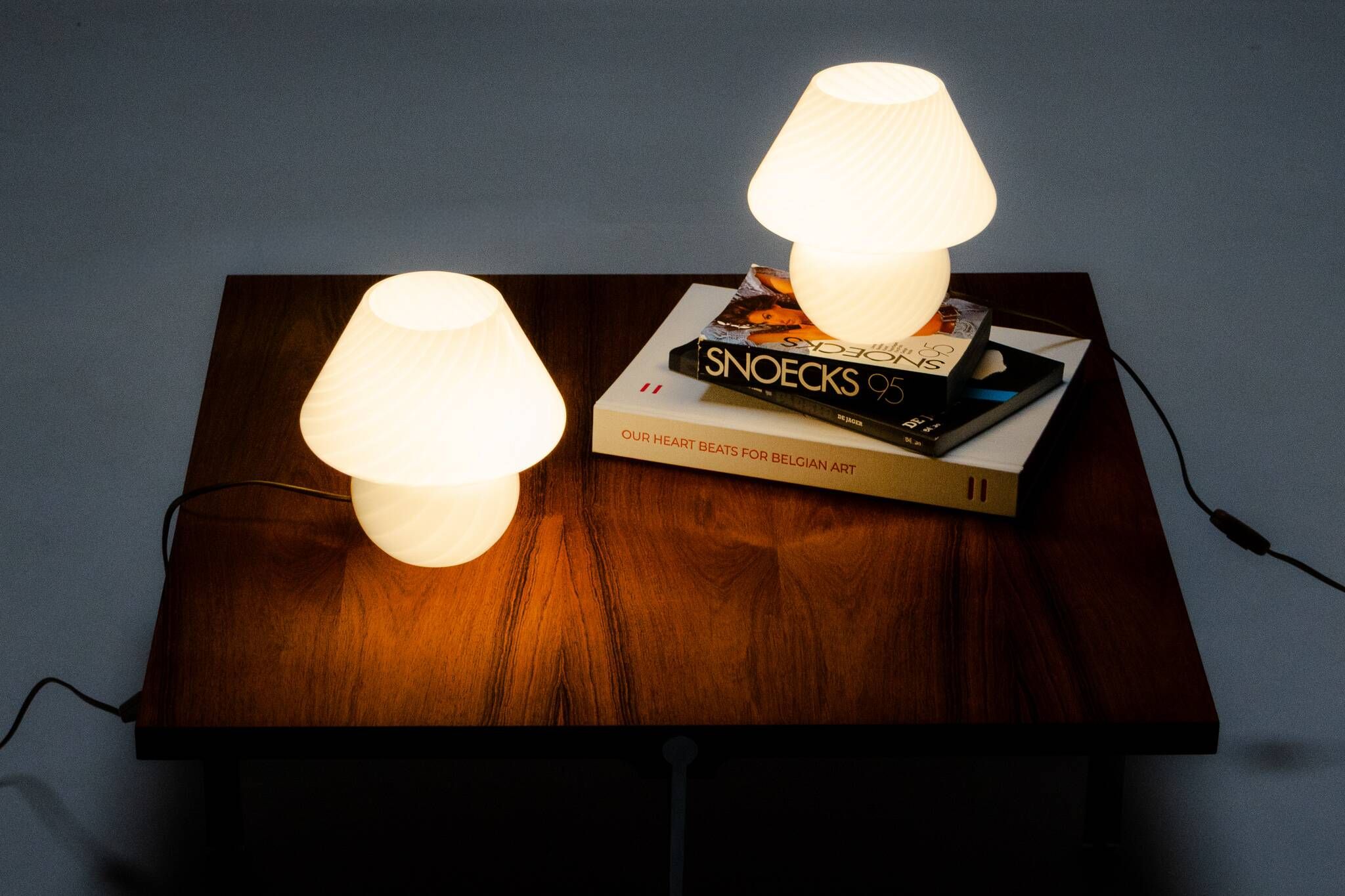 Set of 2 Mushroom Table Lamps by Venini for Mazzega, Italy, 1960s