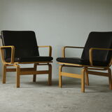 Pair of Mid Century Leather Armchairs by JOC Sweden, 1970's
