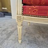 Pair of Louis XVI style bergère armchairs, antique.