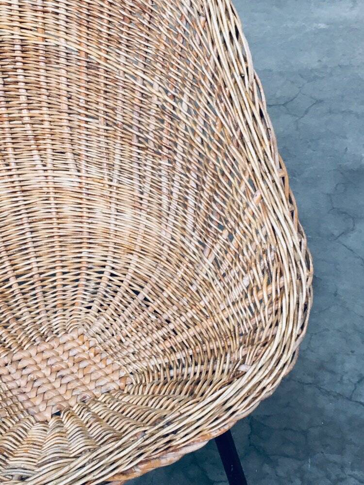 Wicker lounge chair in the style of Dirk Van Sliedregt for Rohé Noordwolde, Netherlands, 1960s.