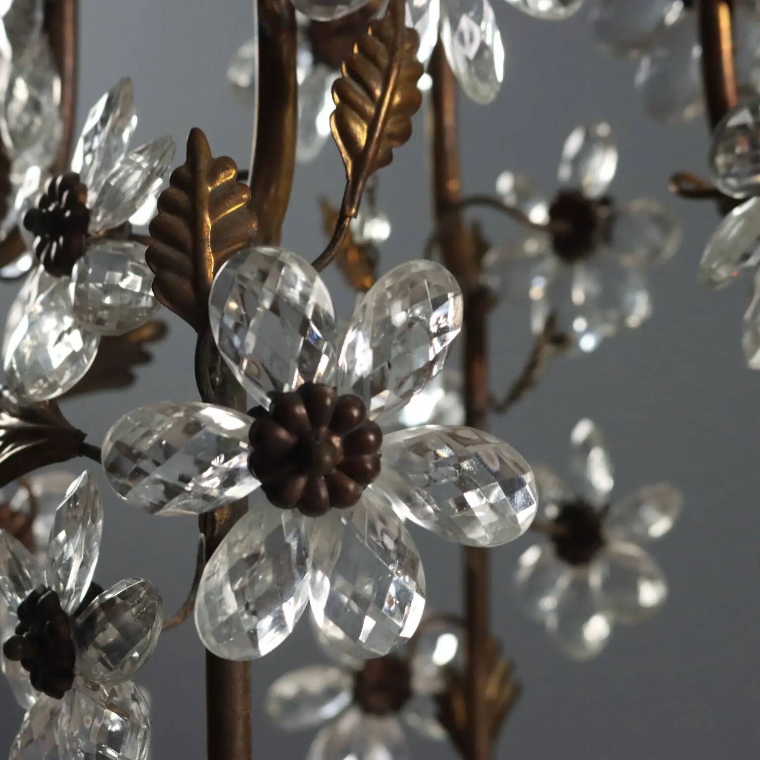 Antique golden metal chandelier, Italy, 20th century