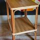 Table desserte d'appoint en bois et rotin années 50