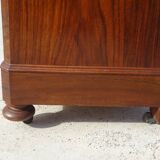 Nightstand with false drawers in walnut and marble, Louis Philippe