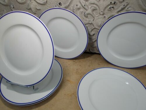 6 plates dessert Limoges Haviland Rochas filet bleu