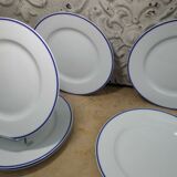 6 assiettes dessert Limoges Haviland Rochas filet bleu