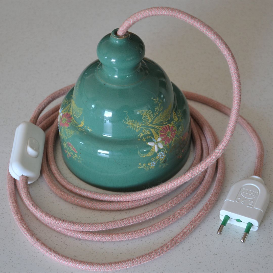 Green ceramic hanging lamp