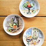 3 vintage hand-painted plates