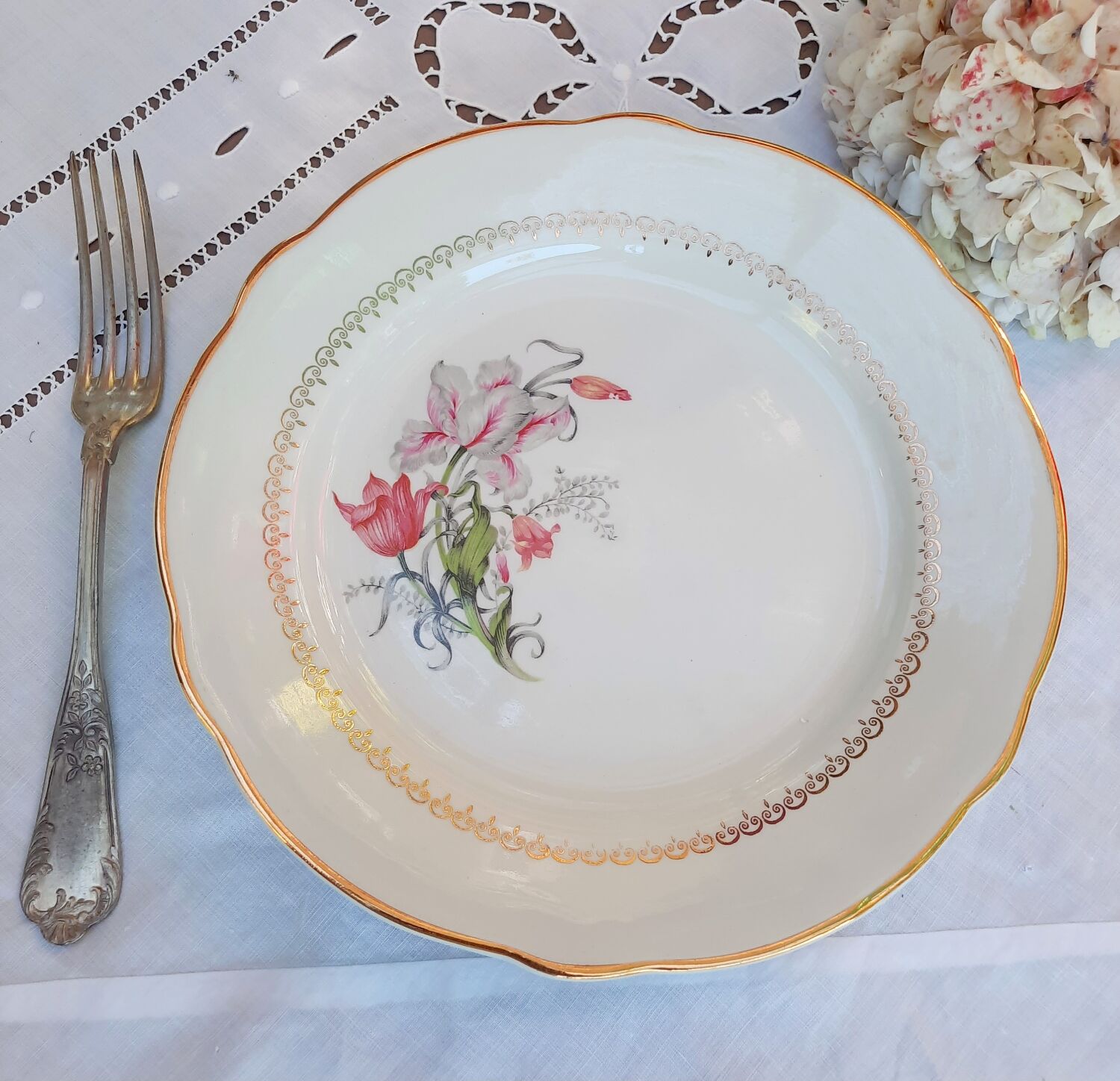 Old flat plates mismatched in earthenware