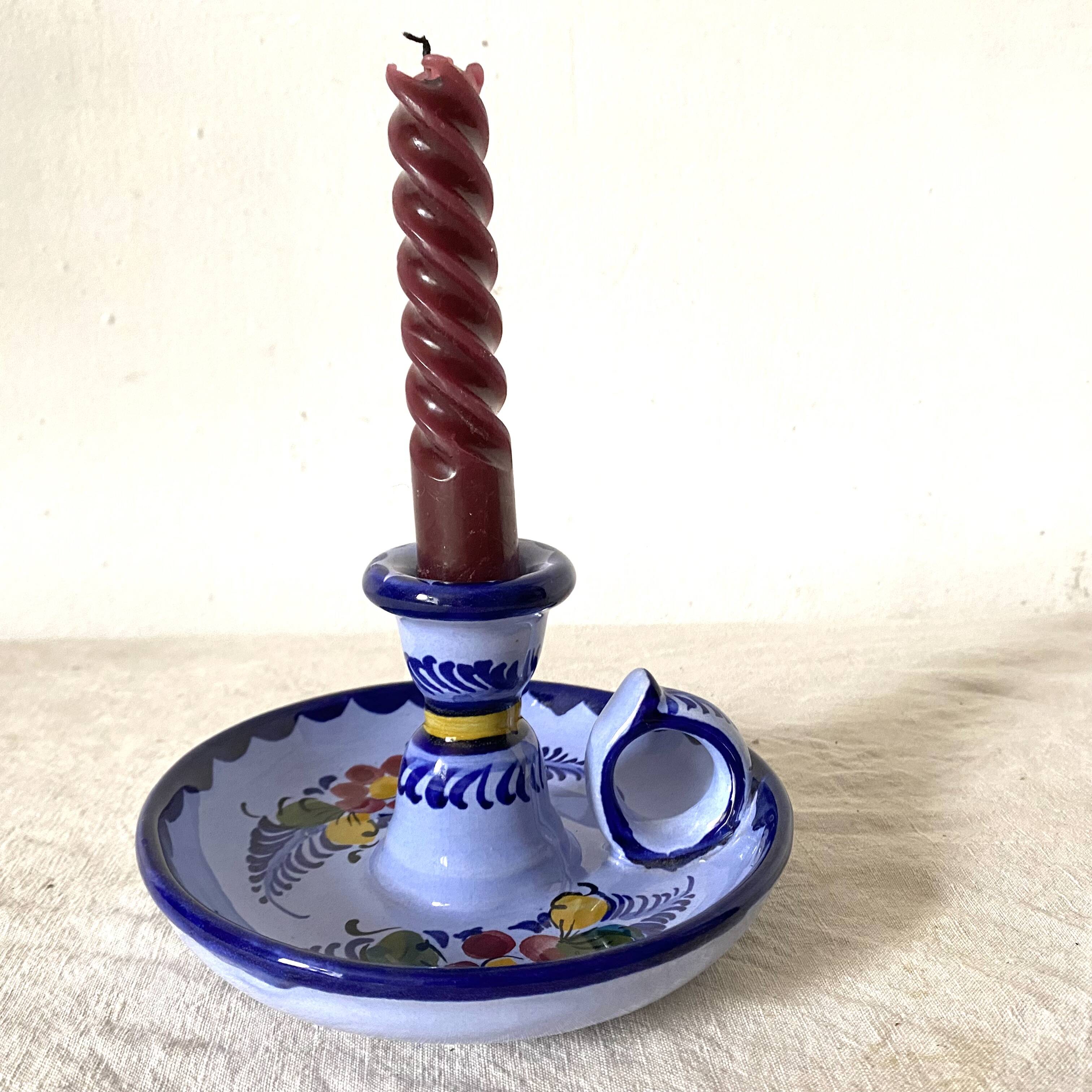 Hand-painted ceramic thumbtack candle holder