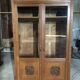 Vintage rococo oak bookcase with 2 glass doors.