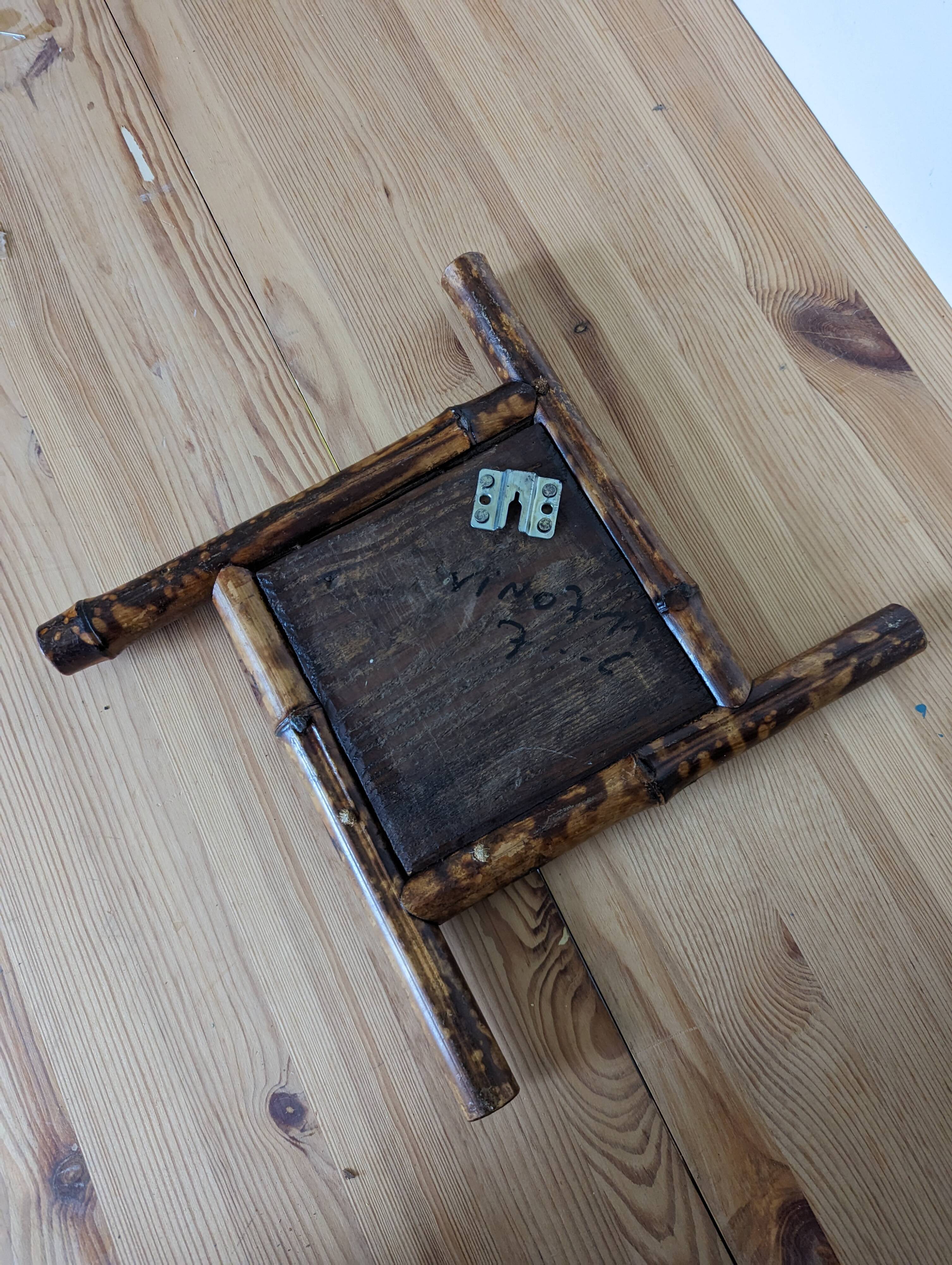Square bamboo mirror 38x38cm