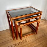 Bamboo and rattan nesting tables