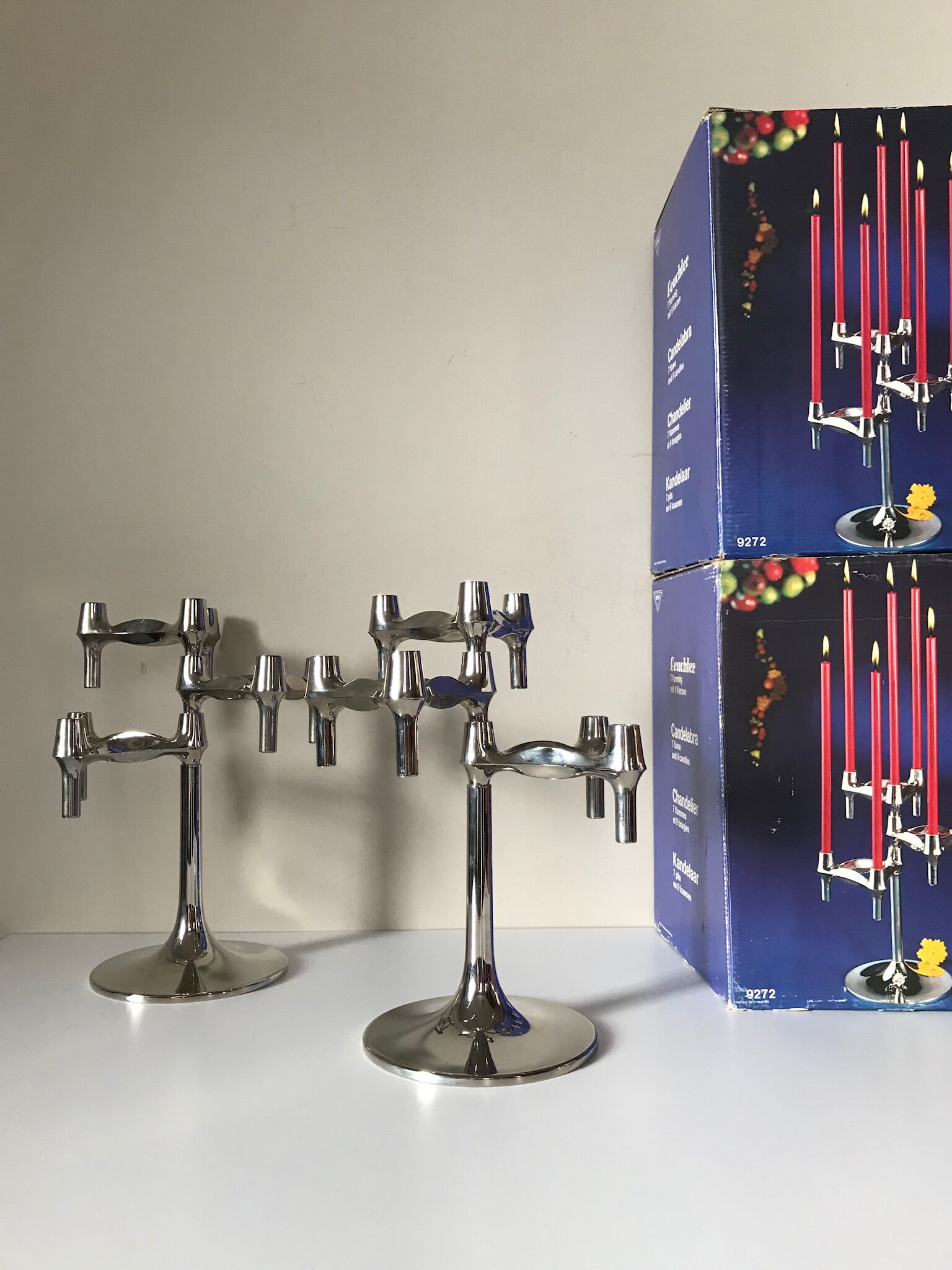 Paire de bougeoirs Nagel BFM de Ceasar Stoffi & Fritz design années 70