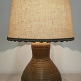 XL gourd lamp in ceramic and jute fabric, France circa 1960.