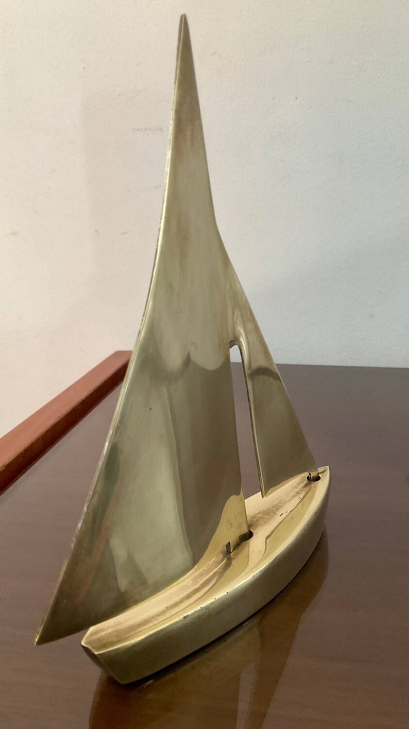 Vintage brass sailboat paperweight