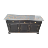 Three-door cabinet three drawers patina black