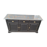 Three-door cabinet three drawers patina black