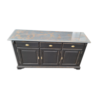 Three-door cabinet three drawers patina black