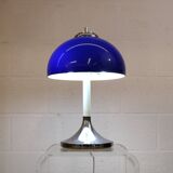 Vintage blue acrylic and chrome mushroom table lamp - Germany Space Age