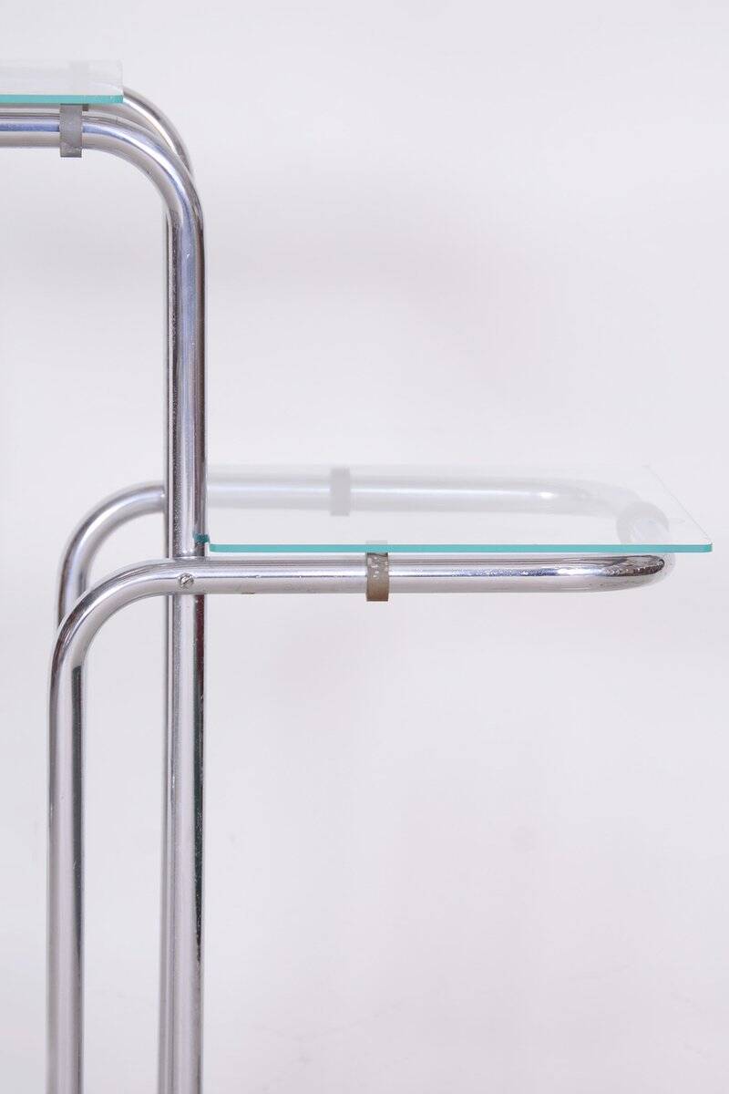Support de fleurs Bauhaus en chrome et verre, années 1930