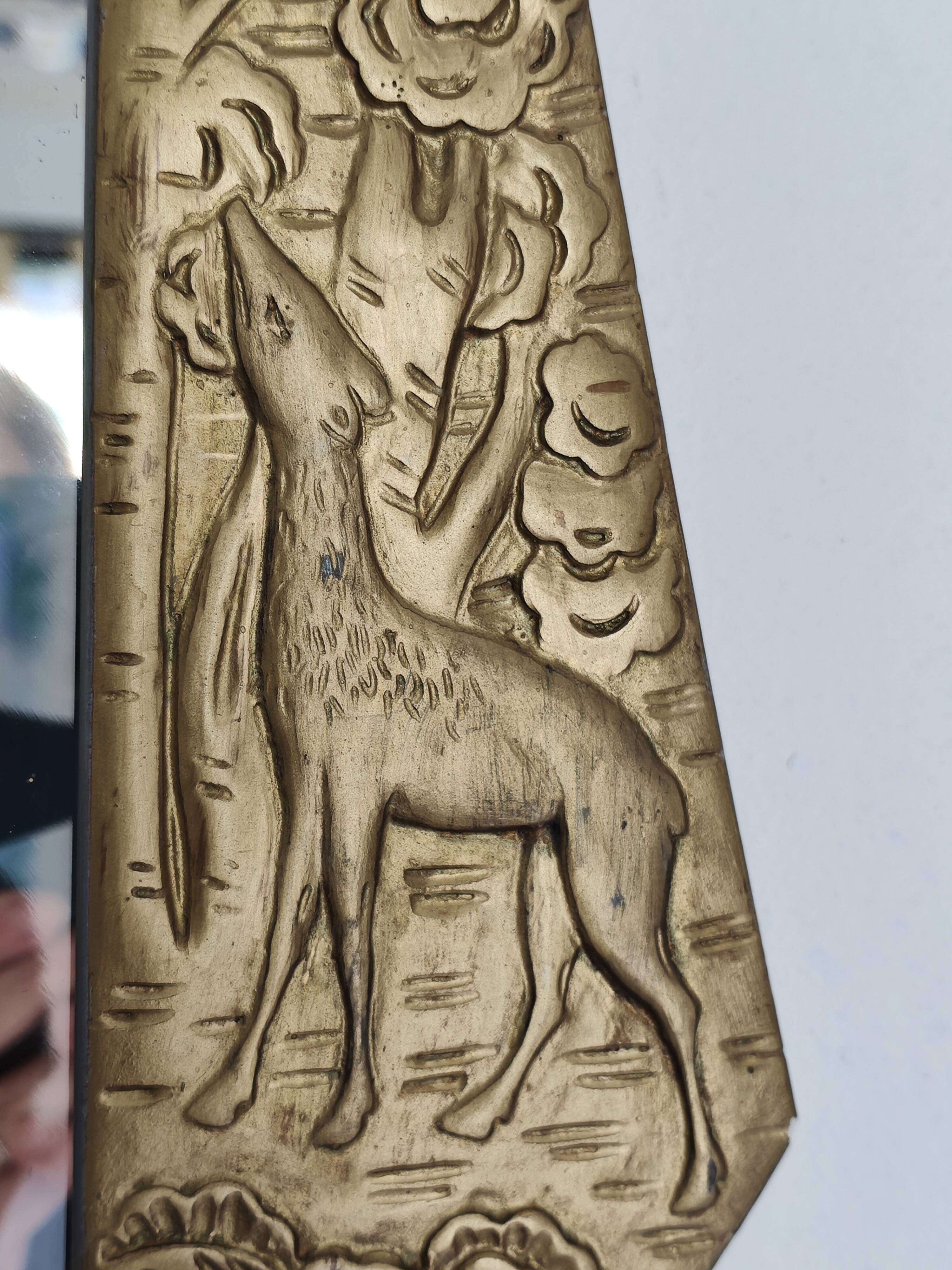 Art Deco wooden mirror with bevelled glass