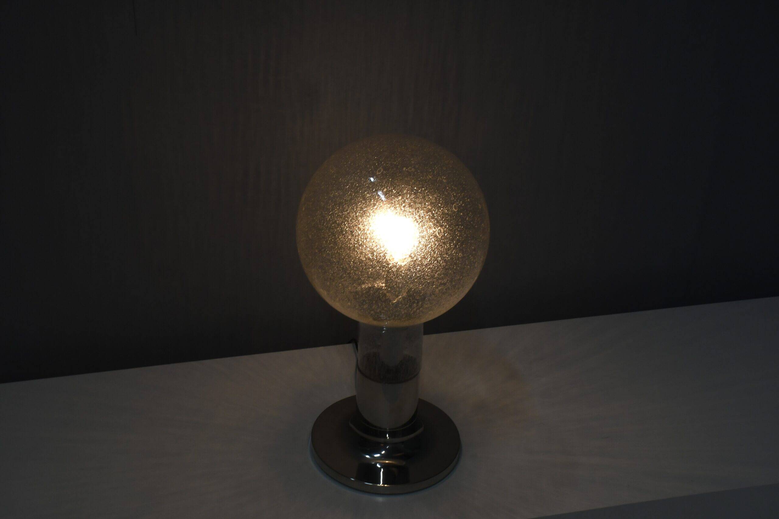 Large chrome and glass table lamp Temde, Switzerland, 1960s