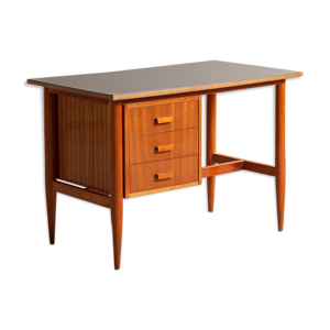 bureau scandinave entièrement restauré avec un plateau en stratifié gris