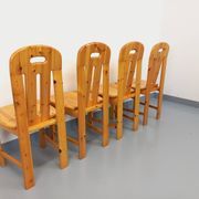 Suite de 4 chaises vintage en pin des années 70 80