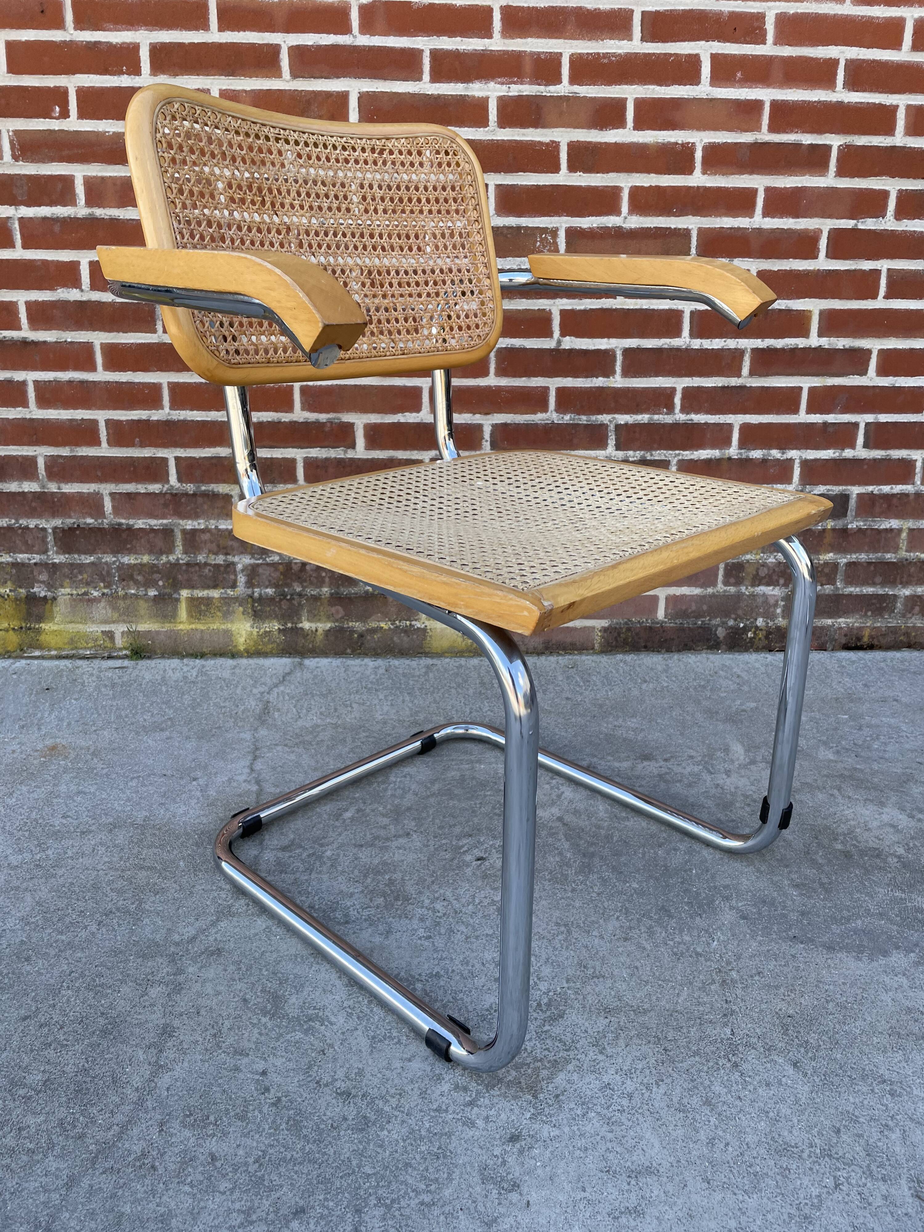 Cesca model design chair with armrests chrome version