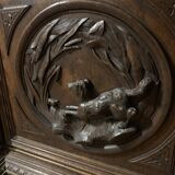 Half buffet-silver cabinet with 2 sections in the neo-Renaissance style, Henri II