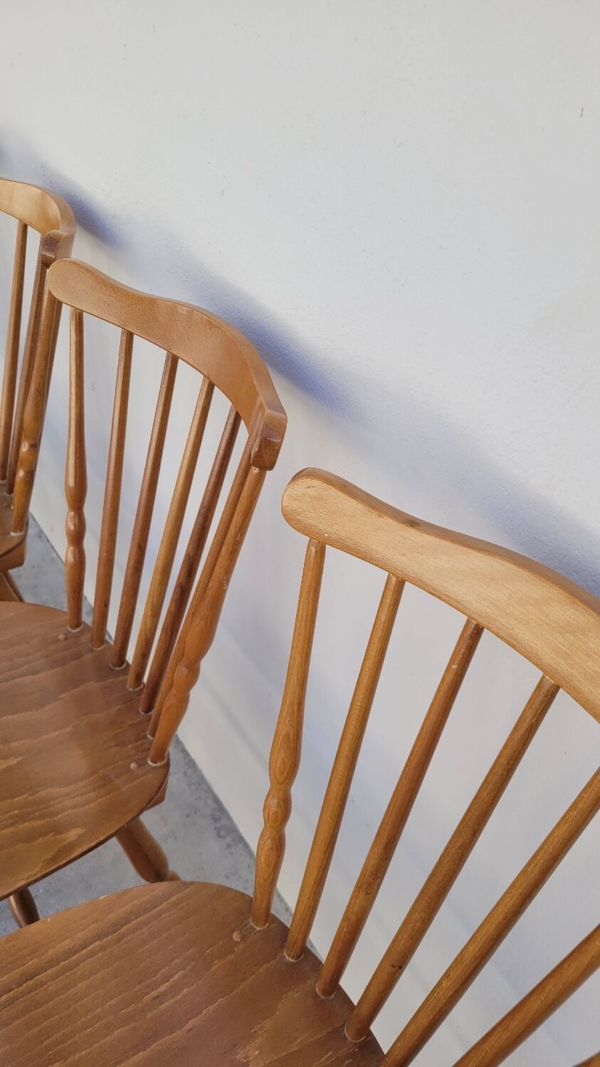 Series of 4 bistro chairs signed Baumann tacoma model 1950 vintage