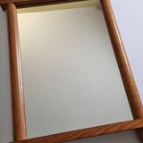 Vintage wall mirror in light pine, “Les Arcs” style, 48 x 68 cm