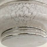 Hanging lamp speckled glass and chrome 1950