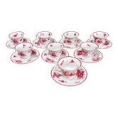 Service à café Limoges Raynaud & Co – 8 tasses porcelaine fleurs roses