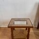 Wood, straw and glass side table, circa 1950