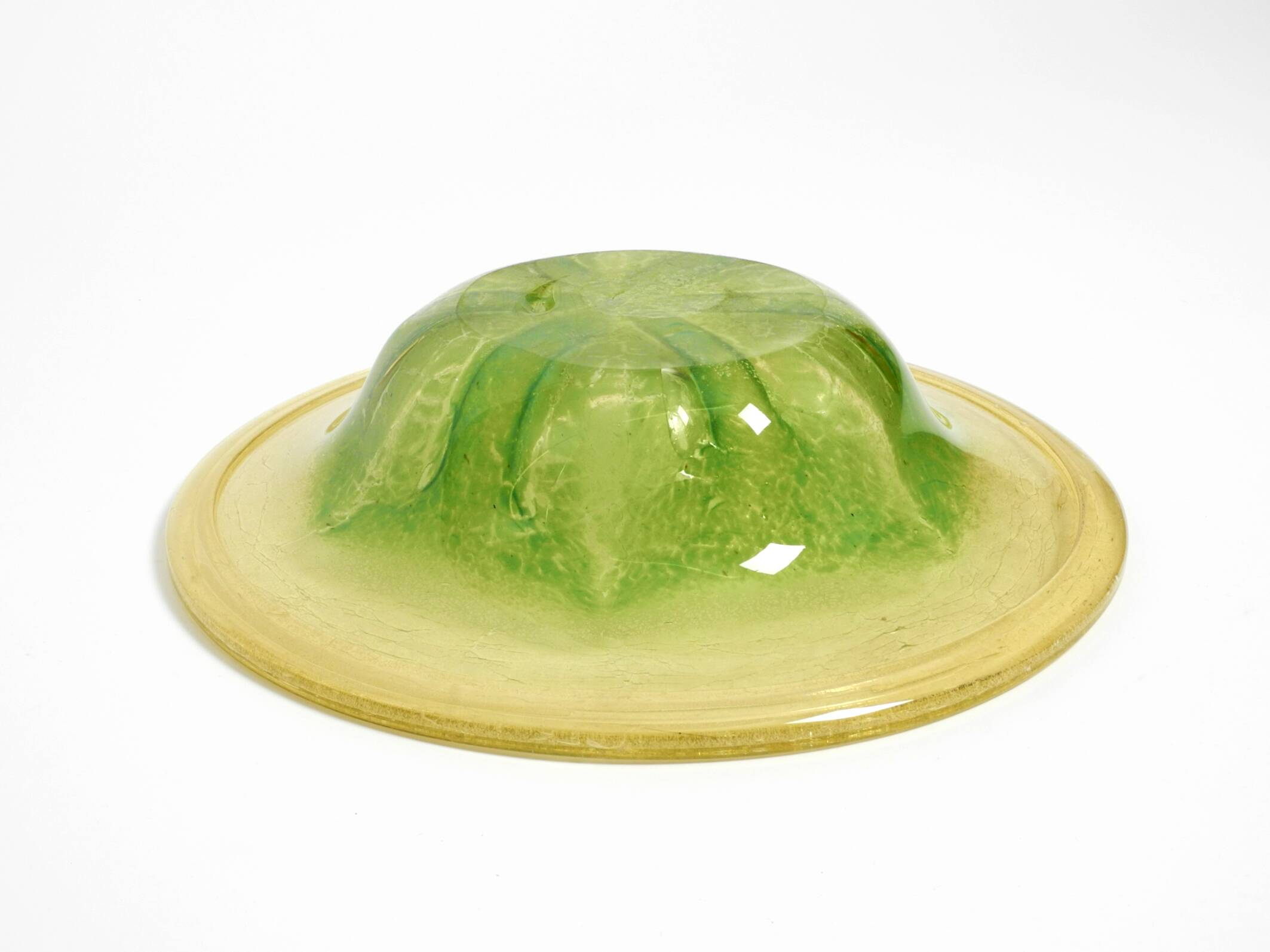 Three large colored 1930s glass bowls by Karl Wiedmann for WMF Ikora