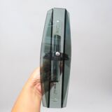 Pair of Veca smoked glass and chrome wall lights from the 70s