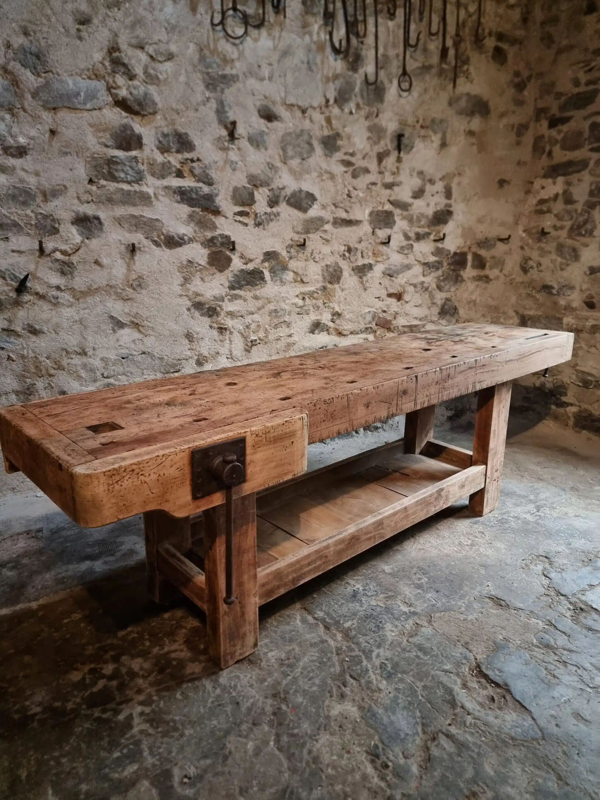 Antique beech table, France early 20th century