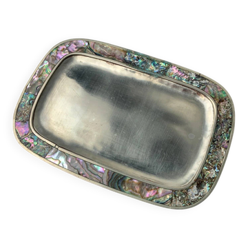 Abalone shell & alpaca tray, Mexico, circa 1970s