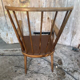 Antique BAUMANN Fan Chair Wood + Vintage Cushions #D877